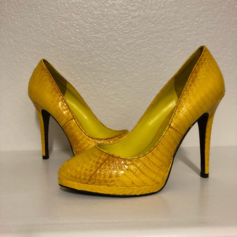 Ralph Lauren Yellow Snakeskin Heels